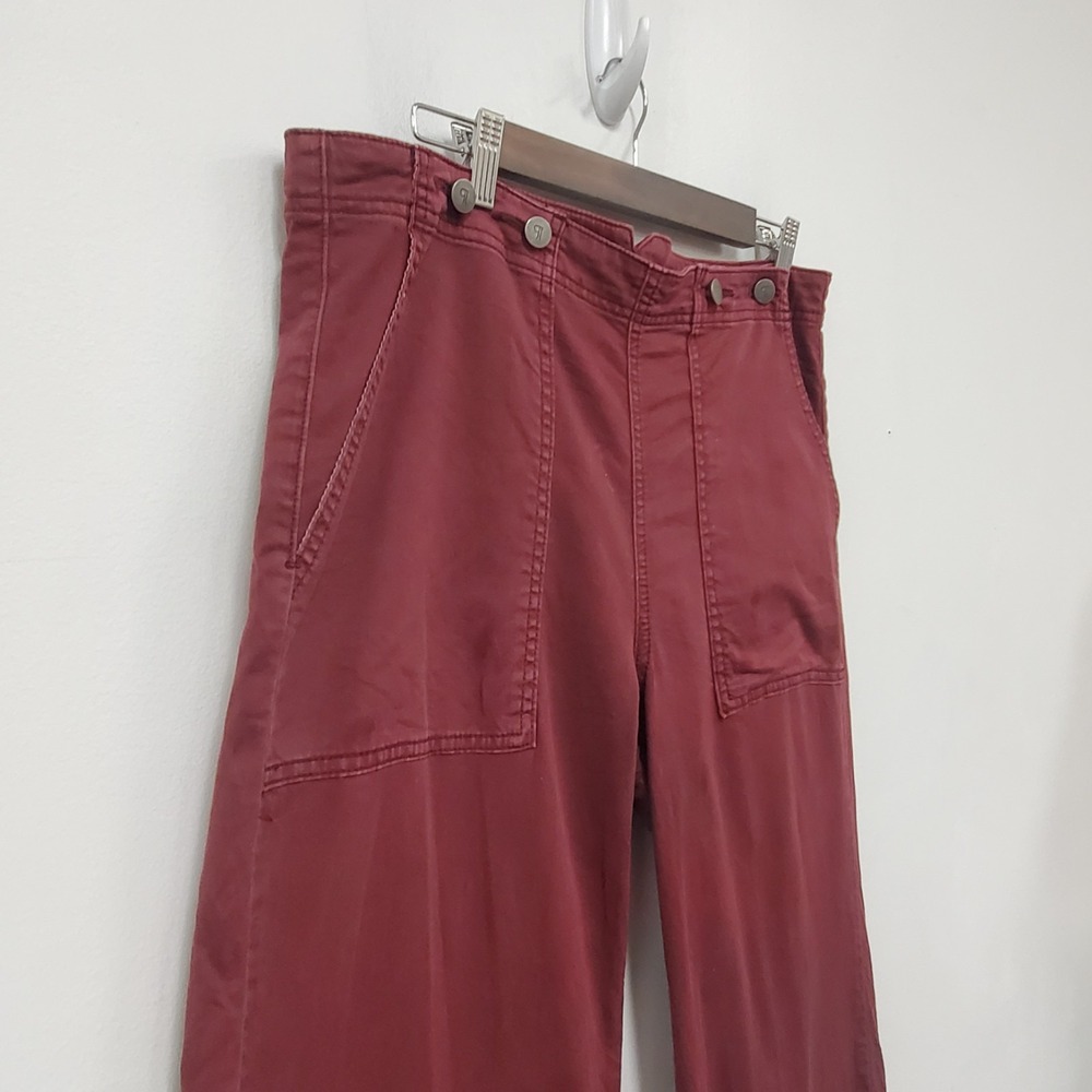 Pilcro Anthropologie Wide Leg Pants Size 31 Red Retro High Rise Boho Indie - Picture 2 of 14
